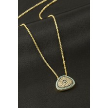 Makay Oval Nazar Zirkon Taşlı Kolye