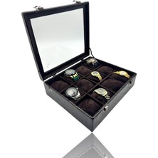 PremiumPort 12'li Saat Kutusu, Timsah Desenli, Kahverengi, Şık ve Işlevsel