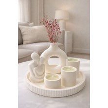 Akanart 6’lı Dekoratif Mum Seti – Yuvarlak Vazo & Sarılan Sevgili Figürlü Modern Salon Aksesuarı