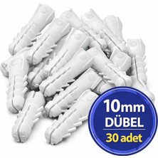 DESIPHON Plastik Dübel 10 mm Beyaz Duvar Dübeli Vidalı Montaj Için Beton ve Tuğla Uyumlu 30 Adet