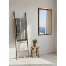 Monochrome Müslin Banyo & Plaj Havlusu Peştemal- 4 Kat % 100 Pamuk ( 190X100 Cm) Ekru - Antrasit Çizgili