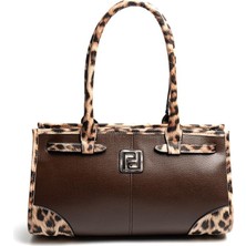 Silver & Polo SP1261 Kadın El Çantası Düz Kahve-Leopar Taba