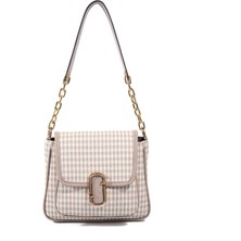 Silver & Polo SP1147 Kadın Omuz Çantası Ekose Line Kare Kum Beji-Kum
