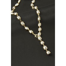 Makay Dikdörtgen Inci Y Kolye