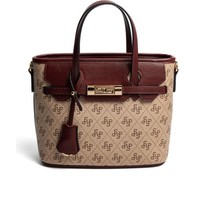 Silver & Polo SP1185 Kadın El Çantası Monogram Koyu Bej-Bordo