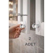 PremiumPort Çok Amaçlı 2'li Kristal Topuz Çekmece Kulpu ve Askı Tutucu Seti