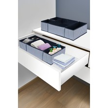Teknotrust Lacivert Çizgili Dolap Organizer Seti 4'lü 28X28, 28X13, 13X13 cm