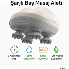Feyza Design Elektrikli Saç Derisi Masaj Cihazı, Su Geçirmez, 3 Hız Seçeneği, Şarjlı