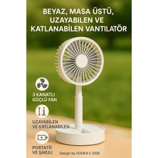 vooka Vantilatör Fan Katlanabilir Sessiz Masaüstü Vantilatör | Güçlü Motorlu USB Şarjlı Soğutucu Fan Blic
