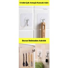 PremiumPort Pratik ve Şeffaf 5 Adet Kendinden Yapışkanlı Mutfak Banyo Askısı