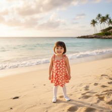 Buufuu Yazlık Kız Çocuk Baskılı Ip Askılı Bağcıklı Elbise