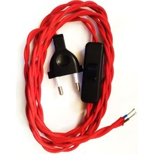 Teknomidi Kırmızı Fişli Puarlı Kumaş Örgülü Burgulu Kablo 2 M