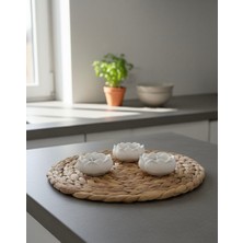 Modesta Home El Yapımı Taş Tozu Lotus Mumluk Seti – 3’lü Dekoratif Mumluk, Minimal & Bohem Ev Dekoru