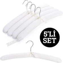 PremiumPort Saten Beyaz Askı Seti, Lüks Gecelik ve Sabahlık Askısı, 5'li Paket