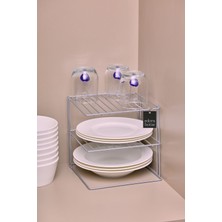 PremiumPort Çok Amaçlı Gümüş Renkli 3 Katlı Dolap Içi Düzenleyici Raf