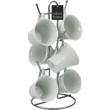 PremiumPort 6 Bölmeli Gümüş Metal Bardak Askılığı, Mutfak Tezgahı Düzenleyici