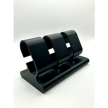 PremiumPort 3'lü Siyah Portatif Kol Saati Standı, Şık ve Kullanışlı Tasarım