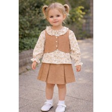 Gültekin Bebe Kumru Kız  Çiçekli Yelek Etekli Takım 2-5 Yaş - 4437485 - Somon