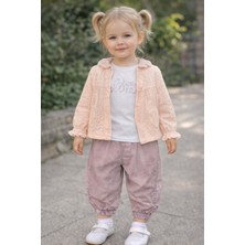 Gültekin Bebe Kumru Kız  Kapşonlu Peluş Ceket 3 Lü Takım 6-18 AYLIK-4469503 - Somon