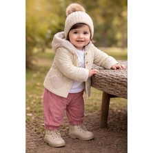 Gültekin Bebe Kumru Kız  Kapşonlu Peluş Ceket 3 Lü Takım 6-18 AYLIK-4469503 - Bej