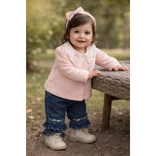 Gültekin Bebe Kumru Çiçek Nakışlı Fırfır Yakalı Pantolonlu Kız Takım 6-18 AYLIK-4407503 - Somon