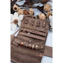 PremiumPort Katlanabilir Takı ve Seyahat Çantası, Koyu Kahverengi, Şık ve Pratik