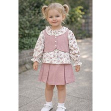 Gültekin Bebe Kumru Kız  Çiçekli Yelek Etekli Takım 2-5 Yaş - 4437485 - Gül Kurusu