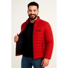 Giyim Center Erkek Mikro Su Itici Kapitone Baskılı Astarlı Fermuarlı Bomber Mont - Kırmızı