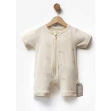 Flexi Baby Pamuklu Önden Fermuarlı Kısa Kollu Tulum