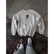 Giyim Center Unisex Bisiklet Yaka Ön ve Arka Baskılı Sweatshirt - Beyaz
