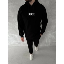 Giyim Center Uzun Kol Kapüşonlu Göğüs Baskılı Sweatshirt - Siyah