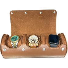 PremiumPort 3’lü Çıtçıtlı Saat ve Takı Kutusu, Suni Deri, El Yapımı, Yastıklı