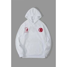 Giyim Center 10 Kasıma Özel Üç Iplik Kapüşonlu Baskılı Sweatshirt - Beyaz