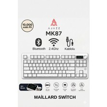 Ajazz MK87 Maillard Switch 10.000 Mah Batarya Rgb Mekanik Oyun Klavyesi-Ayrılabilir Tft Ekran