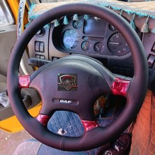 Hasbay Dikişli Direksiyon Kılıfı Siyah Deri Siyah Dikişli Daf Tır Kamyon Fotoğraftaki Direksiyon Için