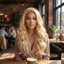 Esranın Dünyası Gerçek Front Lace Dalgalı Platin Tül Peruk - 60-65CM RSPM34-ESRDNS