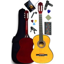 Allians Klasik Gitar 4/4 Yetişkin Boy, Tam Set, Yüksek Kalite, Rahat Çalma
