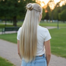 Esranın Dünyası Fiber Sentetik Düz Yarım Ay + 2 Yan Çıt Çıt - Balköpüğü Platin Röfleli RSPM34-ESRDNS