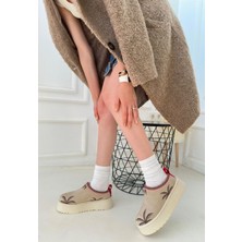 Roof Atelier Kadın Bej Süet Içi Kürklü Kalın Tabanlı Bot - Mucy