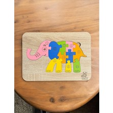 Tollihy Brinco 10 Parça Ahşap Fil Puzzle, Yapboz Eğitici ve Öğretici Oyun