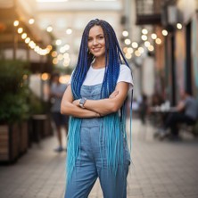 Esranın Dünyası Afrika Örgüsü ve Rasta Için Sentetik Ombreli Saç - Koyu Mavi / Açık Mavi RSPM34-ESRDNS