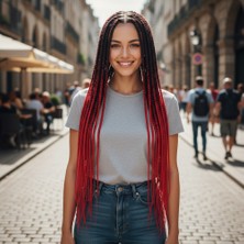 Esranın Dünyası Afrika Örgüsü ve Rasta Için Sentetik Ombreli Saç - Siyah / Kırmızı RSPM34-ESRDNS