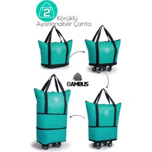 PremiumPort Genişletilebilir Çok Amaçlı Tekerlekli Market Arabası ve Çanta Seti