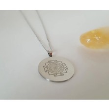 Sri Yantra ve Sayı Sekansları Çelik Kolye