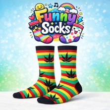 Funny Socks Funnysocks Yaprak Desenli Renkli Eğlenceli Çorap