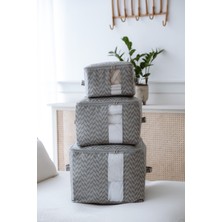 Serstil 3'lü Şeffaf Pencereli Dolap / Baza Düzenleyici Giysi, Nevresim, Yastık, Yorgan Saklama Çanta Seti