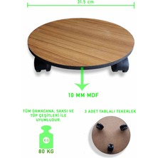 PremiumPort Pratik Mdf Tekerlekli Damacana ve Saksı Taşıma Standı 31,5 Cm, 80 kg Kapasite