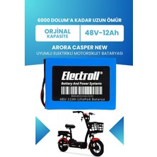 Electroll Arora Casper New Uyumlu Batarya Lifepo4 48V 12AH Elektrikli Motorsiklet Bataryası
