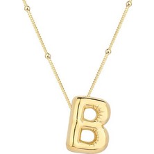 Inure Jewelry Gümüş Gold Balon B Harfi Kadın Kolye