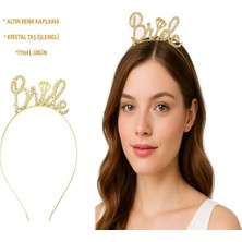 Fredeom Store Altın Renkli Taşlı “bride” Gelin Tacı – El Yazısı Yazı Tipiyle